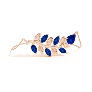9x7mm Labgrown Lab-Grown Pear and Marquise Blue Sapphire Olive Branch Bracelet in 18K Rose Gold