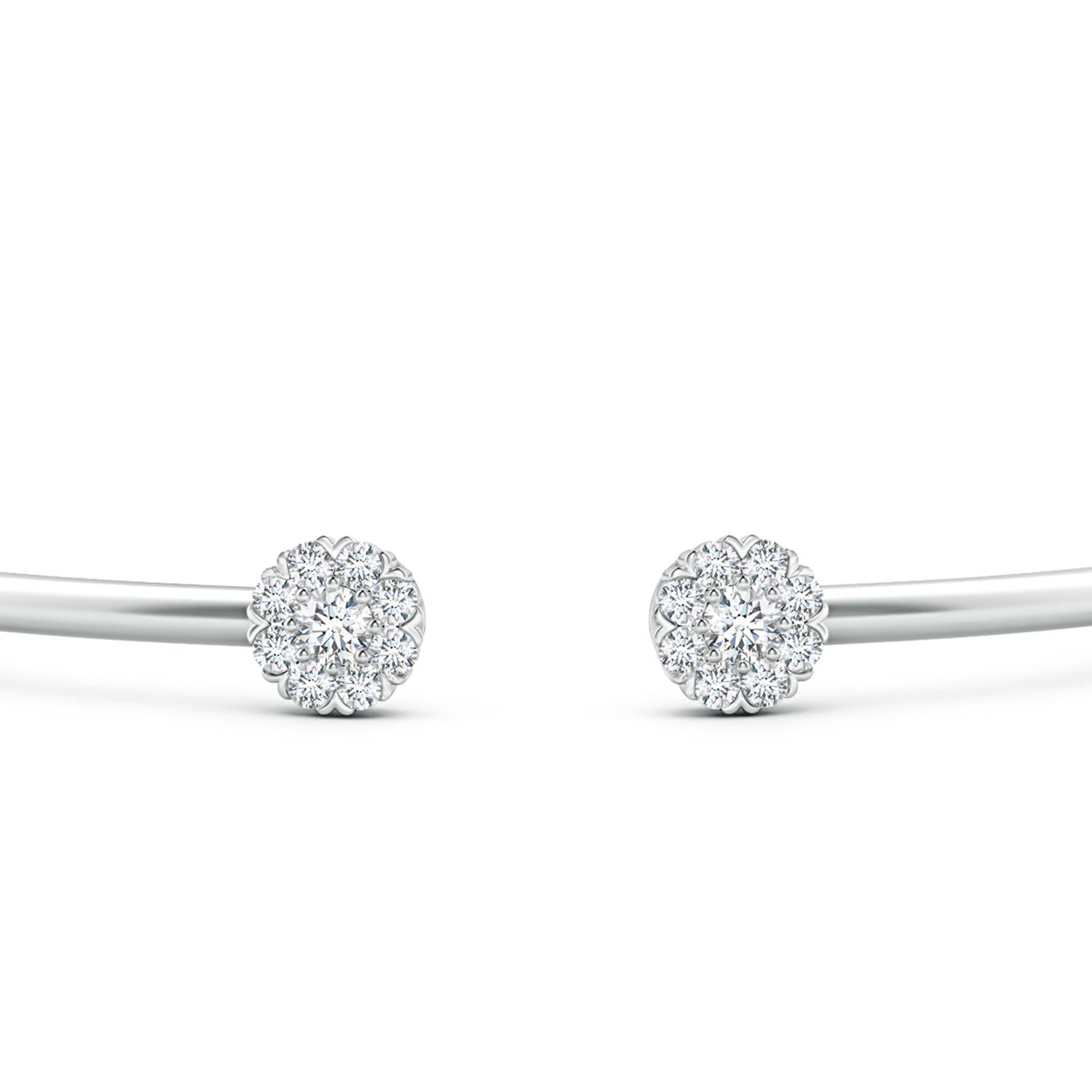 2.7mm FGVS Lab-Grown Diamond Halo Cluster Open Flex Bangle in White Gold - side 2