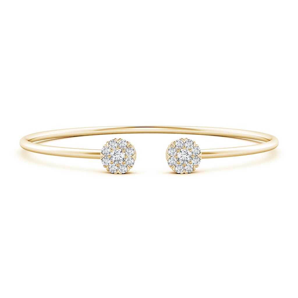 3.4mm FGVS Lab-Grown Diamond Halo Cluster Open Flex Bangle in Yellow Gold