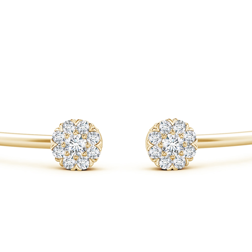 3.4mm FGVS Lab-Grown Diamond Halo Cluster Open Flex Bangle in Yellow Gold - side 199