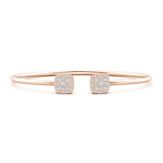2.5mm FGVS Lab-Grown Round Diamond Cushion Halo Open Flex Bangle in Rose Gold