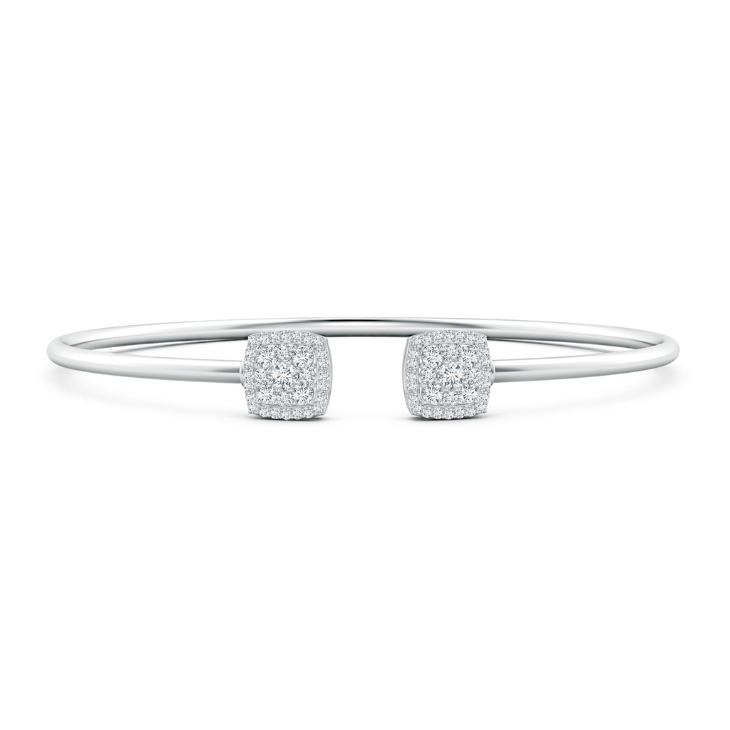 2.5mm FGVS Lab-Grown Round Diamond Cushion Halo Open Flex Bangle in White Gold