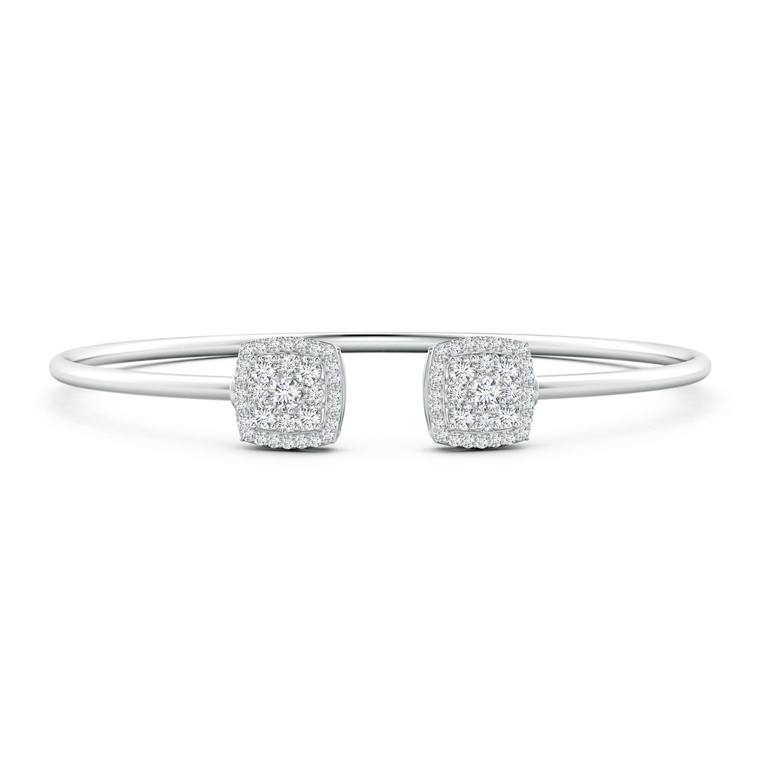 3mm FGVS Lab-Grown Round Diamond Cushion Halo Open Flex Bangle in White Gold