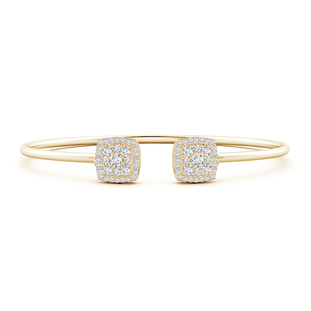 3mm FGVS Lab-Grown Round Diamond Cushion Halo Open Flex Bangle in Yellow Gold