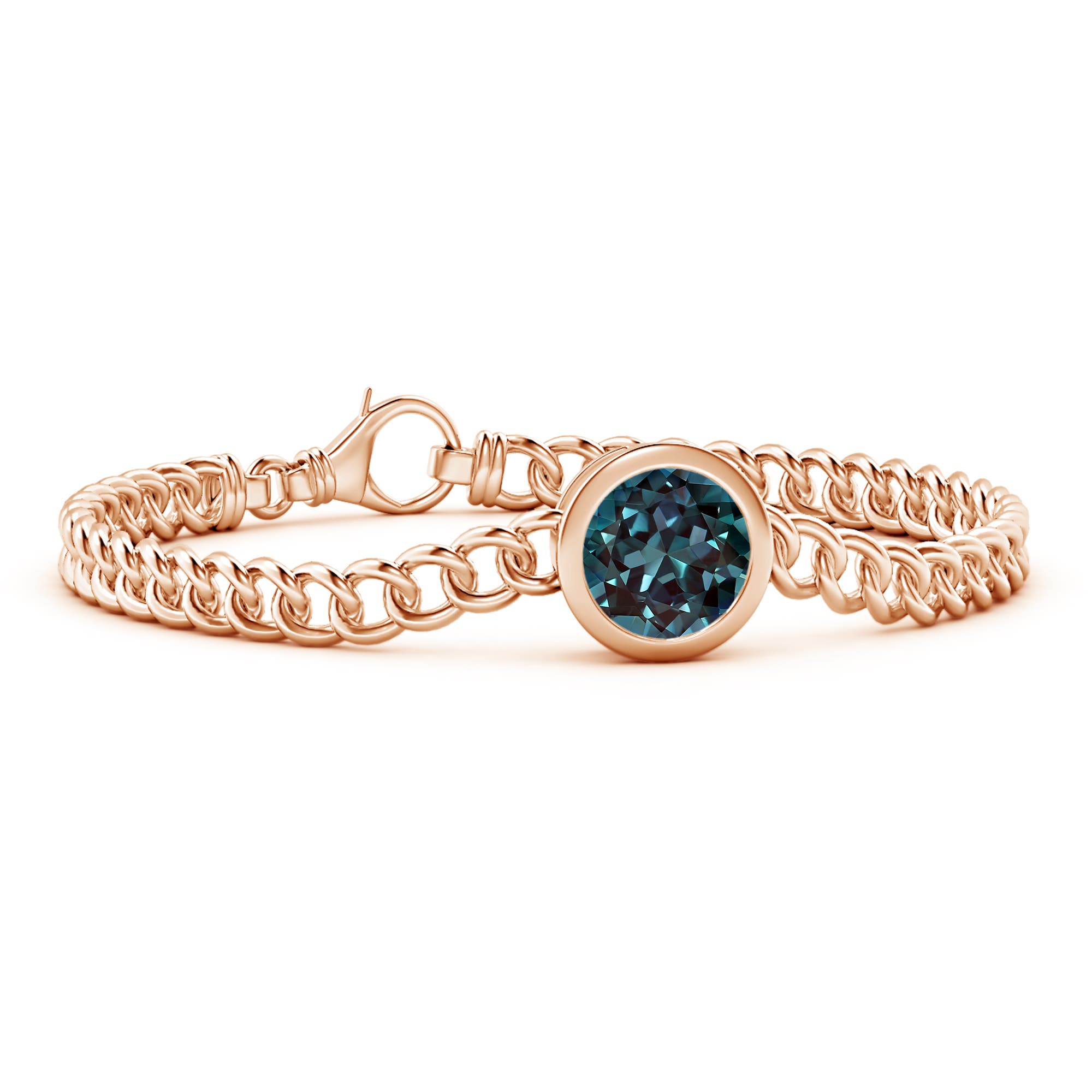 10mm Labgrown Bezel-Set Round Lab-Grown Alexandrite Chain Bracelet in Rose Gold - main