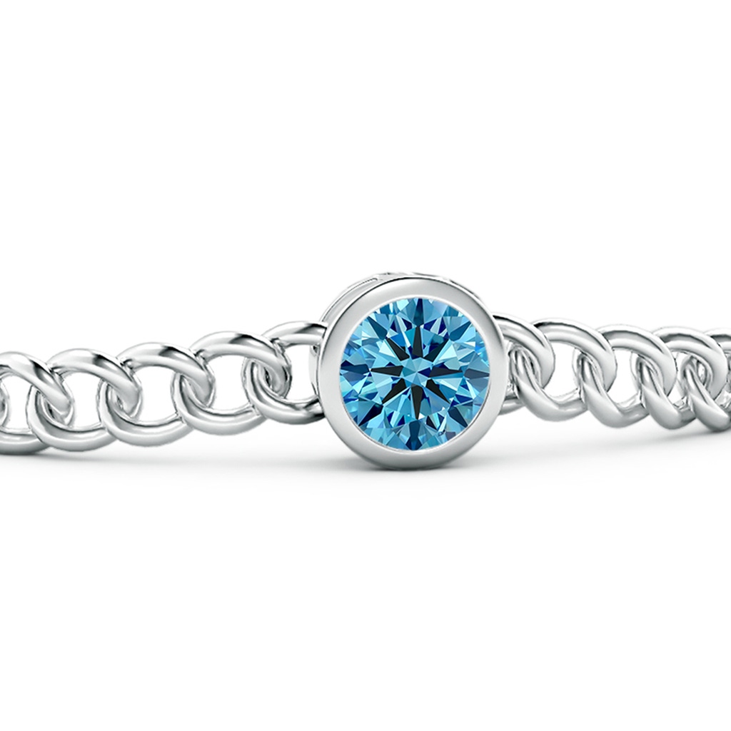 7.4mm Labgrown Bezel-Set Round Lab-Grown Fancy Intense Blue Diamond Chain Bracelet in White Gold - side 199