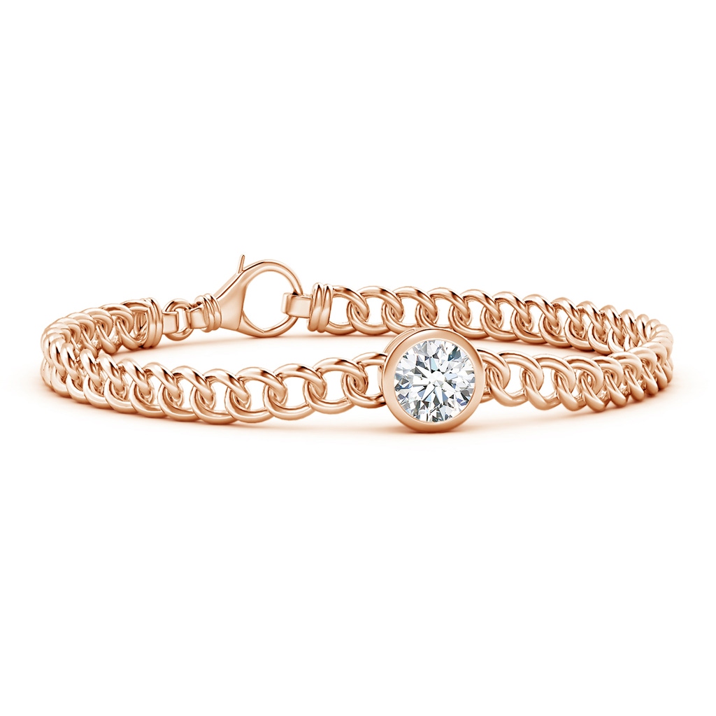 7.4mm FGVS Lab-Grown Bezel-Set Round Diamond Chain Bracelet in Rose Gold