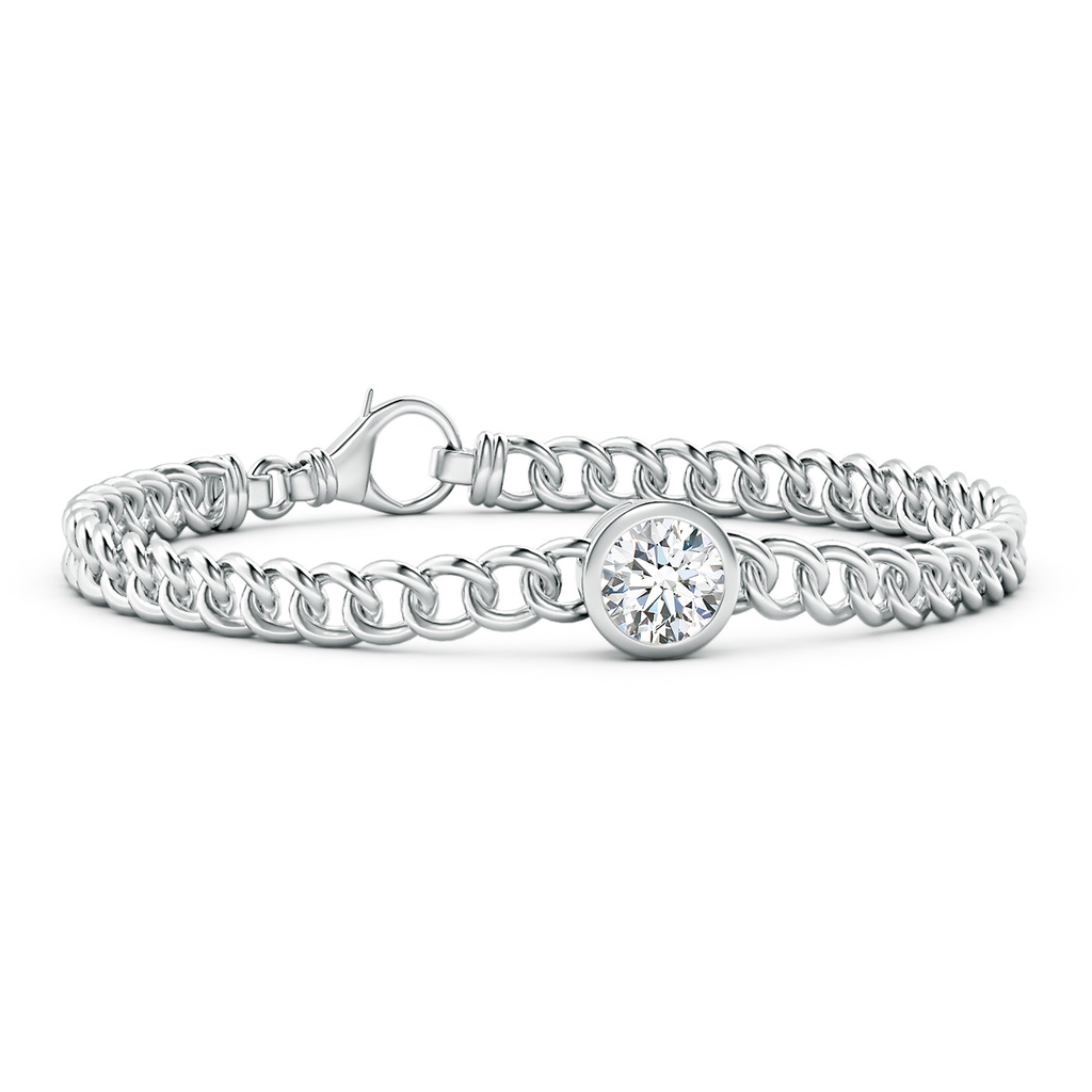 7.4mm FGVS Lab-Grown Bezel-Set Round Diamond Chain Bracelet in White Gold