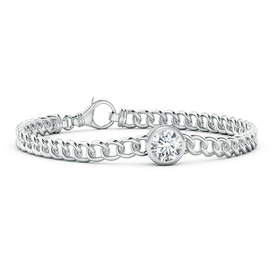 7.4mm FGVS Lab-Grown Bezel-Set Round Diamond Chain Bracelet in White Gold 