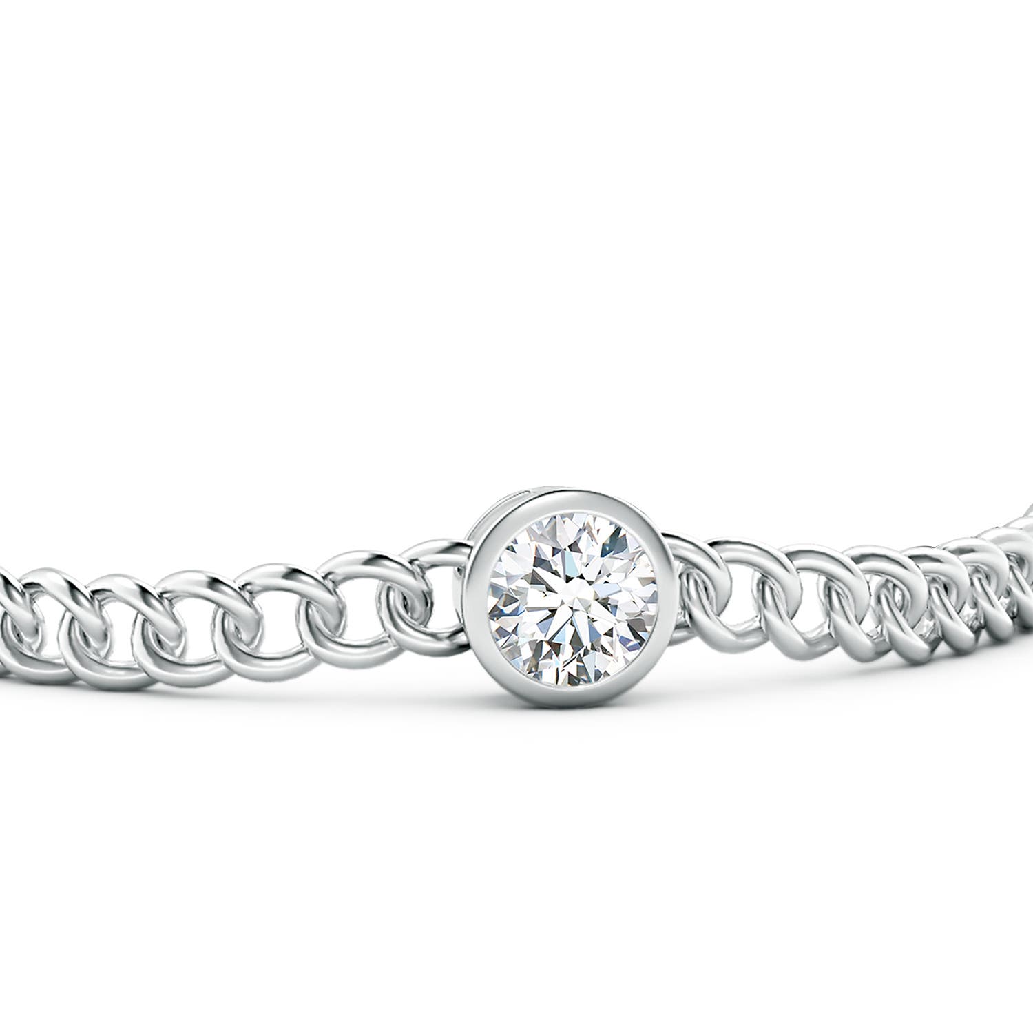 7.4mm FGVS Lab-Grown Bezel-Set Round Diamond Chain Bracelet in White Gold - side 3