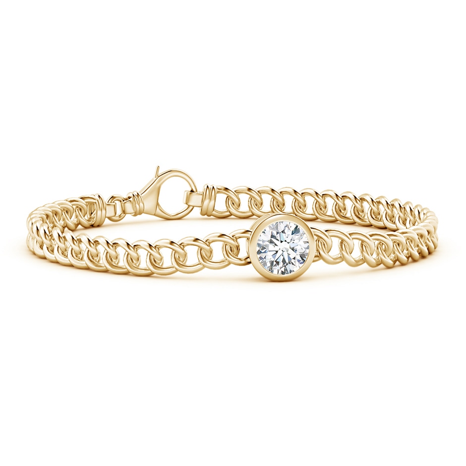 7.4mm FGVS Lab-Grown Bezel-Set Round Diamond Chain Bracelet in Yellow Gold 