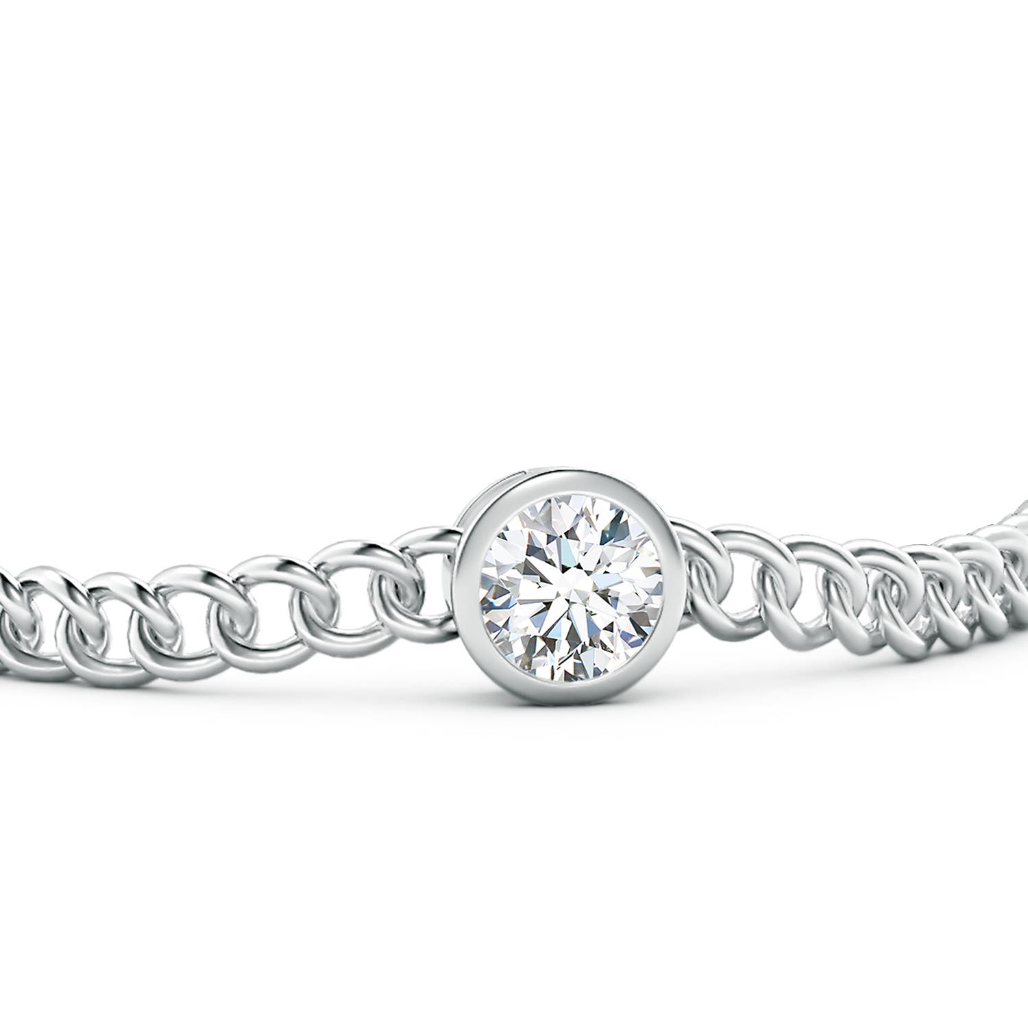 8mm FGVS Lab-Grown Bezel-Set Round Diamond Chain Bracelet in White Gold