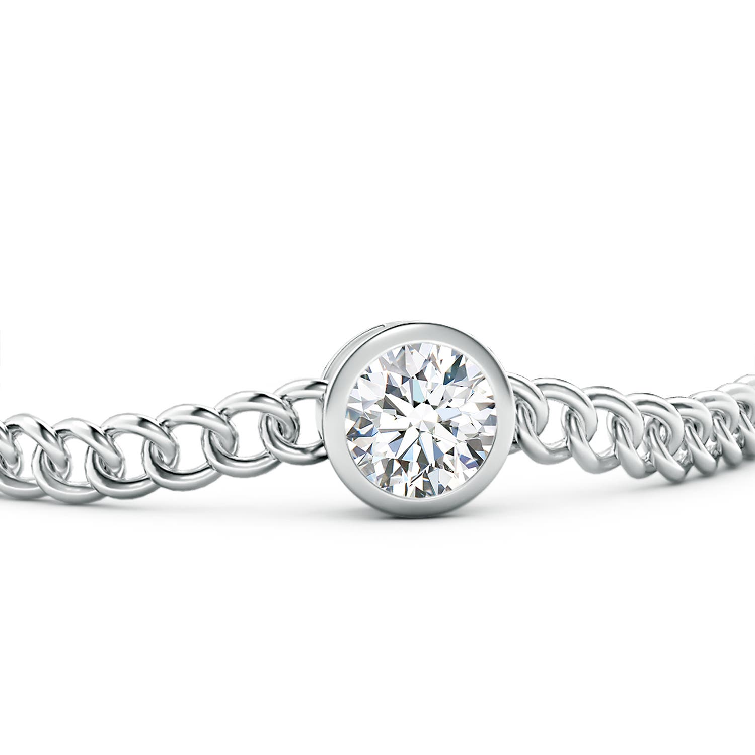 9.1mm FGVS Lab-Grown Bezel-Set Round Diamond Chain Bracelet in White Gold