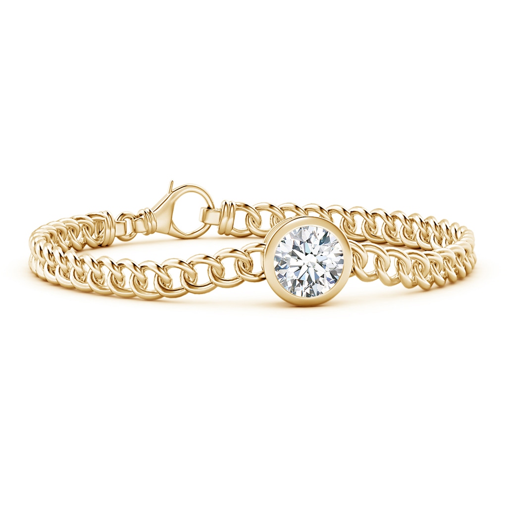 9.1mm FGVS Lab-Grown Bezel-Set Round Diamond Chain Bracelet in Yellow Gold