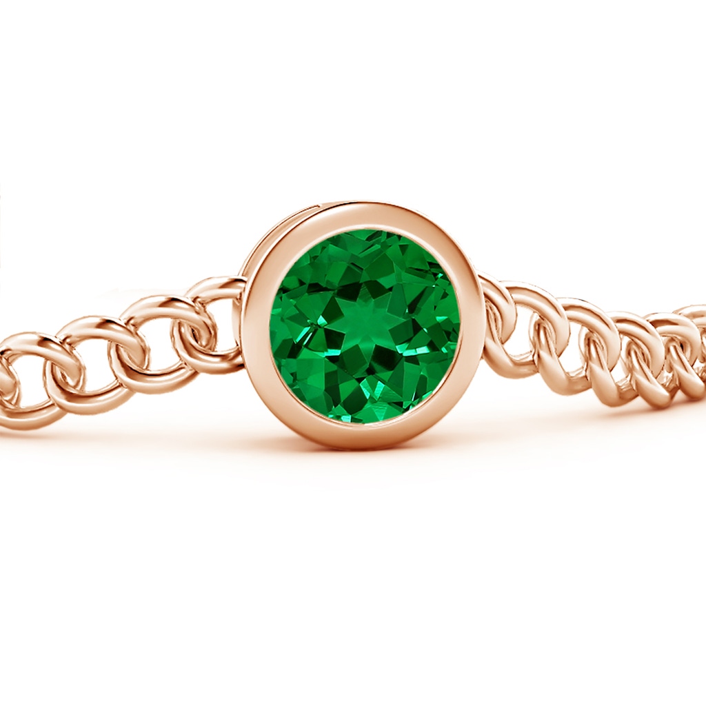 10mm Labgrown Lab-Grown Bezel-Set Round Emerald Chain Bracelet in Rose Gold - side 199