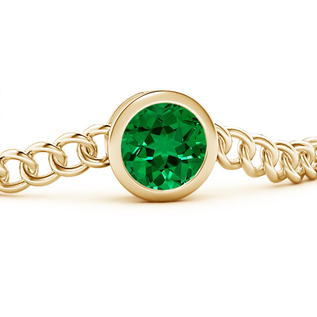 10mm Labgrown Lab-Grown Bezel-Set Round Emerald Chain Bracelet in Yellow Gold - side 199
