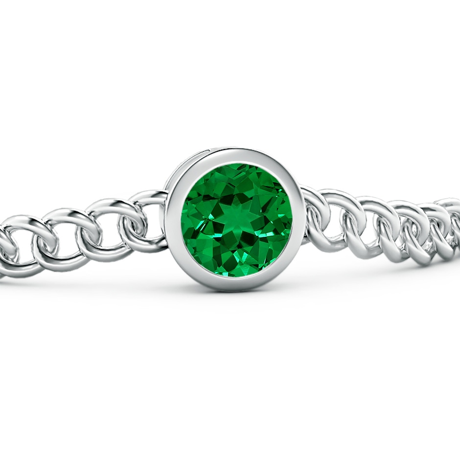 9mm Labgrown Lab-Grown Bezel-Set Round Emerald Chain Bracelet in White Gold side 199