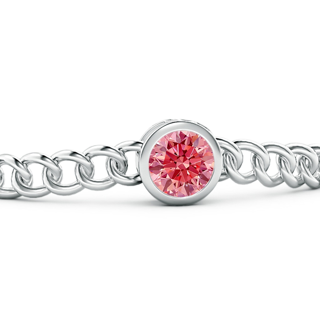 7.4mm Labgrown Bezel-Set Round Lab-Grown Fancy Intense Pink Diamond Chain Bracelet in White Gold - side 199