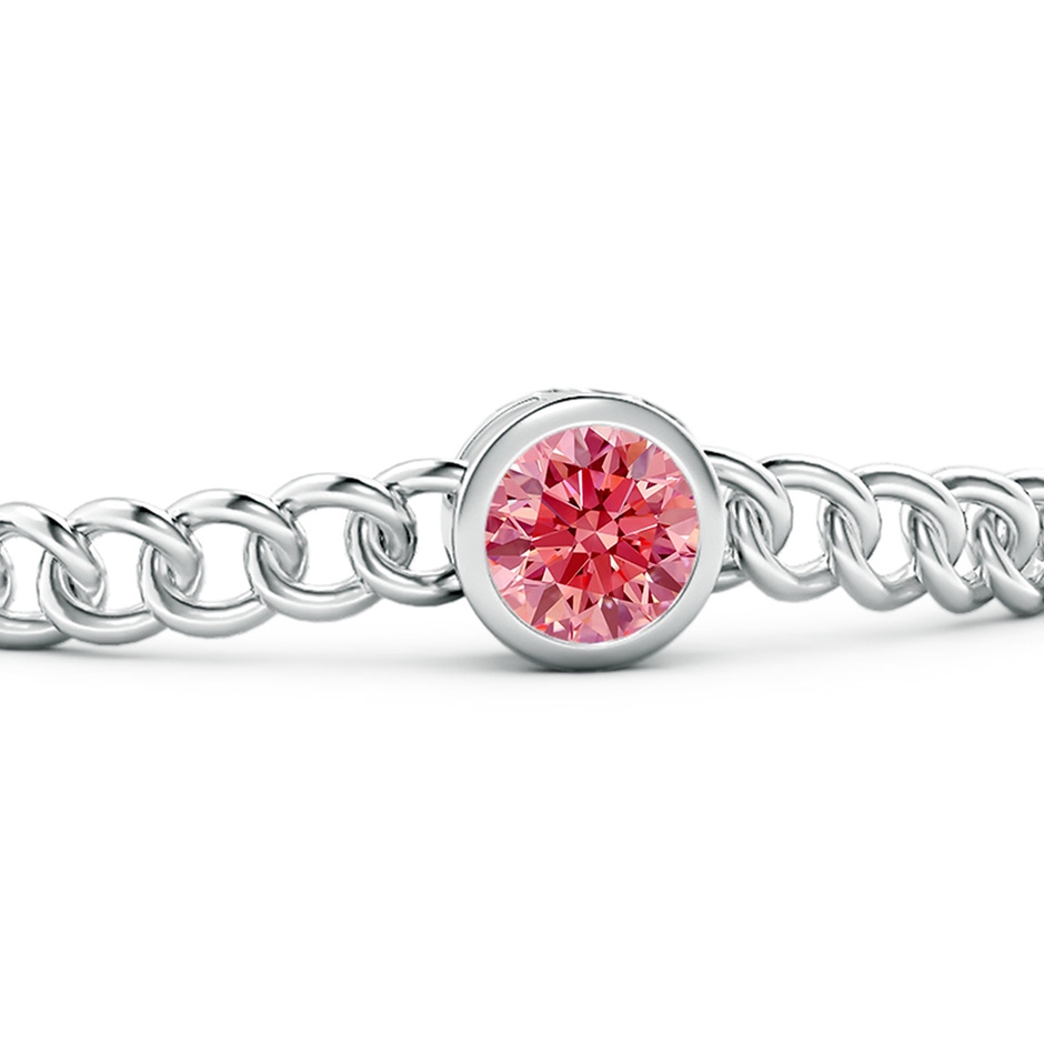 7.4mm Labgrown Bezel-Set Round Lab-Grown Fancy Intense Pink Diamond Chain Bracelet in White Gold side 199