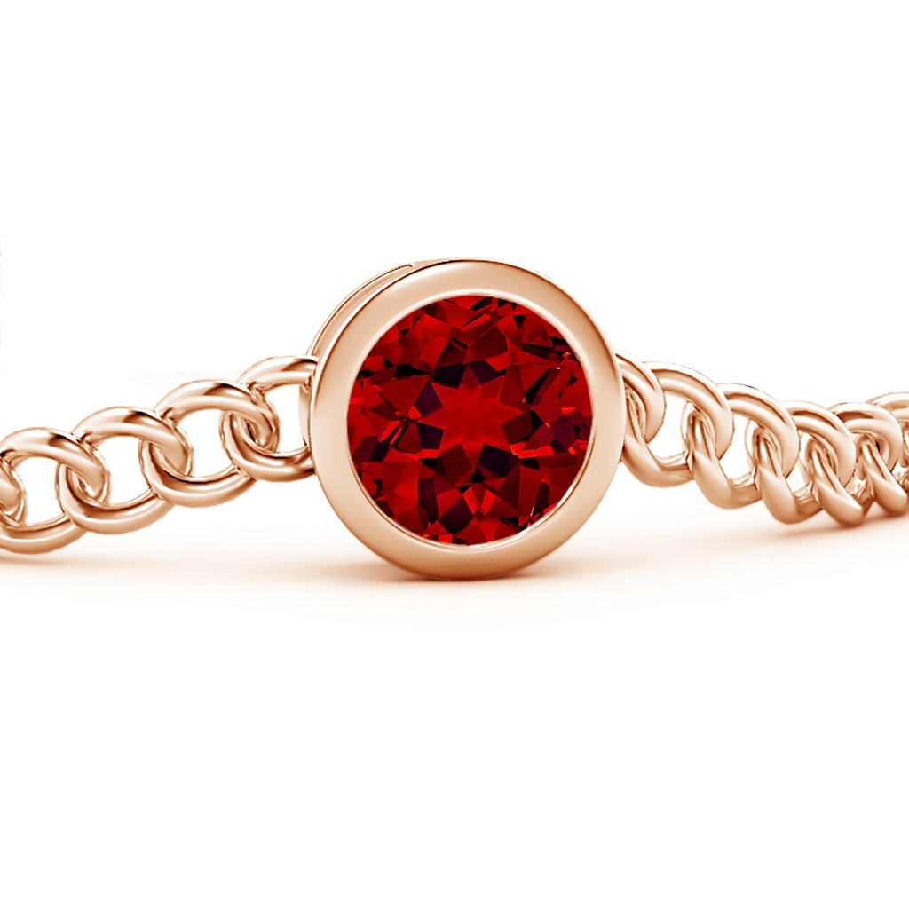 10mm Labgrown Lab-Grown Bezel-Set Round Ruby Chain Bracelet in Rose Gold - side 199