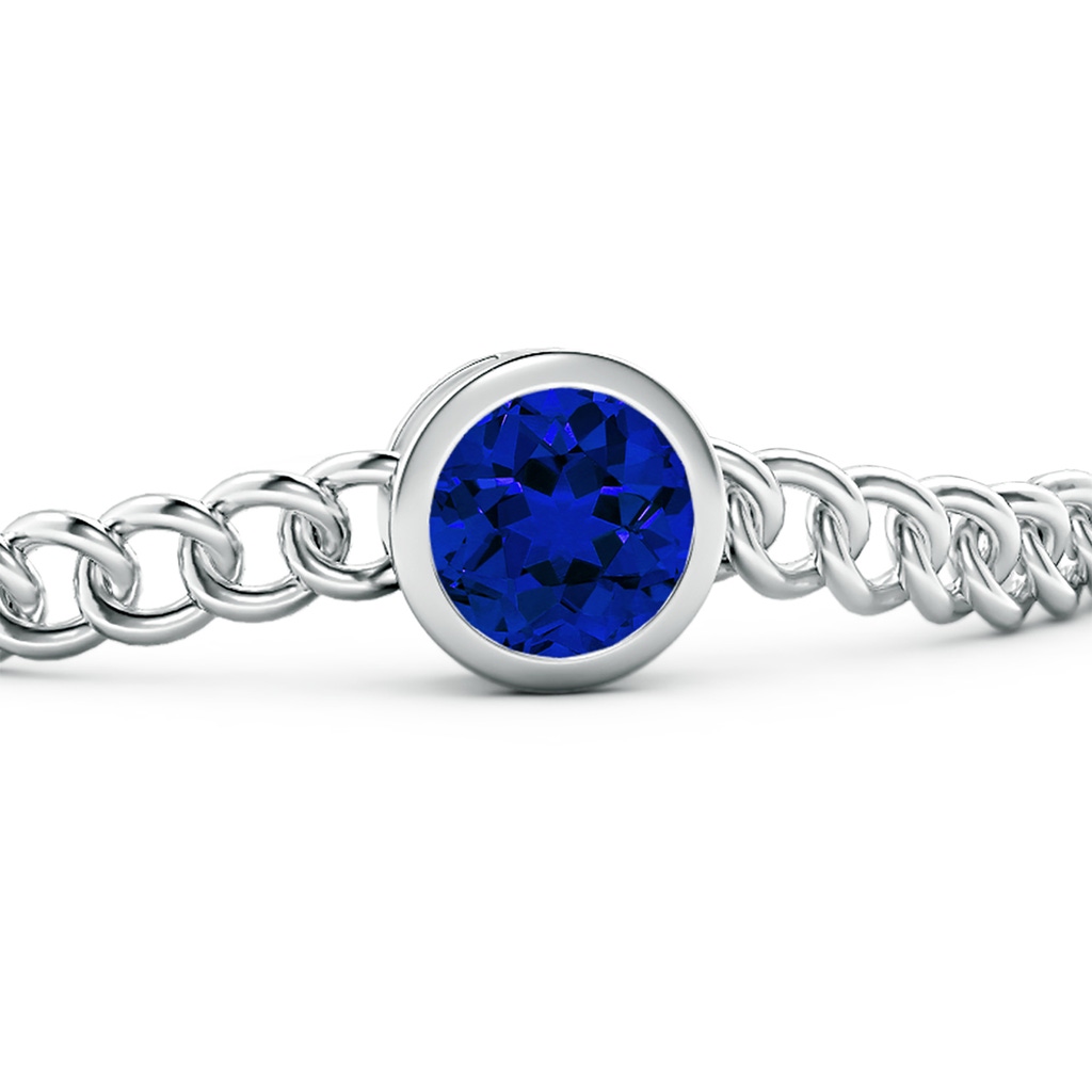 9mm Labgrown Lab-Grown Bezel-Set Round Blue Sapphire Chain Bracelet in White Gold Side 199