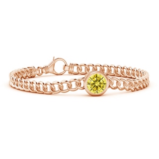 8mm Labgrown Bezel-Set Round Lab-Grown Fancy Intense Yellow Diamond Chain Bracelet in Rose Gold