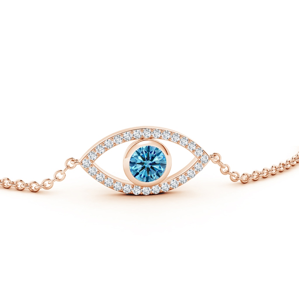 5.1mm Labgrown Bezel-Set Lab-Grown Fancy Intense Blue and White Diamond Evil Eye Bracelet in Rose Gold - side 199
