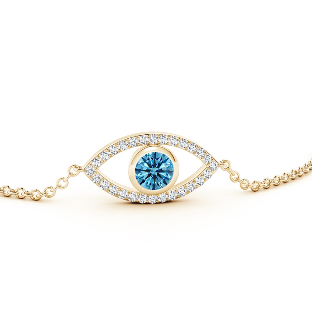 5.1mm Labgrown Bezel-Set Lab-Grown Fancy Intense Blue and White Diamond Evil Eye Bracelet in Yellow Gold - side 199