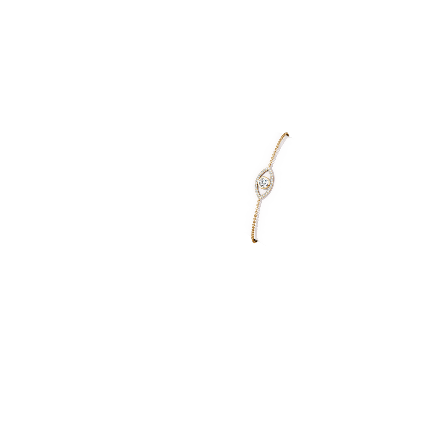 5.1mm FGVS Lab-Grown Bezel-Set Diamond Evil Eye Bracelet With Accents in Yellow Gold - body_arm