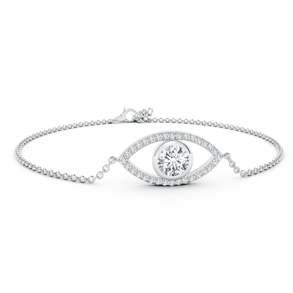 6.4mm FGVS Lab-Grown Bezel-Set Diamond Evil Eye Bracelet With Accents in P950 Platinum