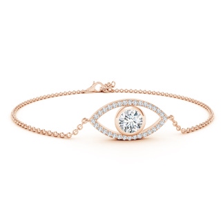 6.4mm FGVS Lab-Grown Bezel-Set Diamond Evil Eye Bracelet With Accents in Rose Gold