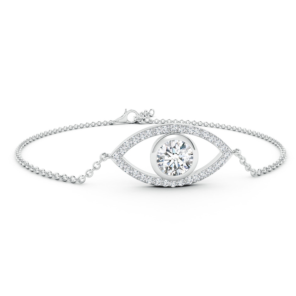 7.4mm FGVS Lab-Grown Bezel-Set Diamond Evil Eye Bracelet With Accents in 18K White Gold 