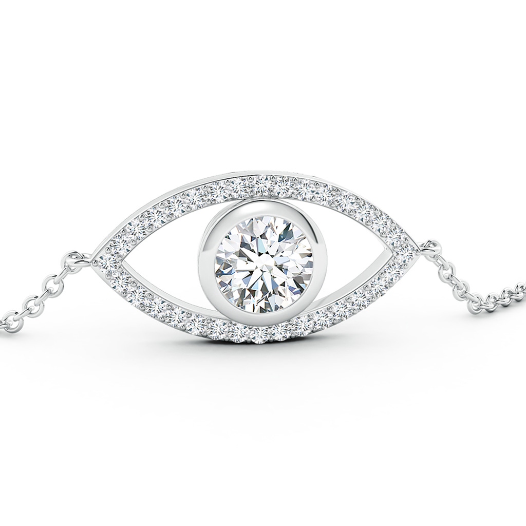 7.4mm FGVS Lab-Grown Bezel-Set Diamond Evil Eye Bracelet With Accents in 18K White Gold - side 199