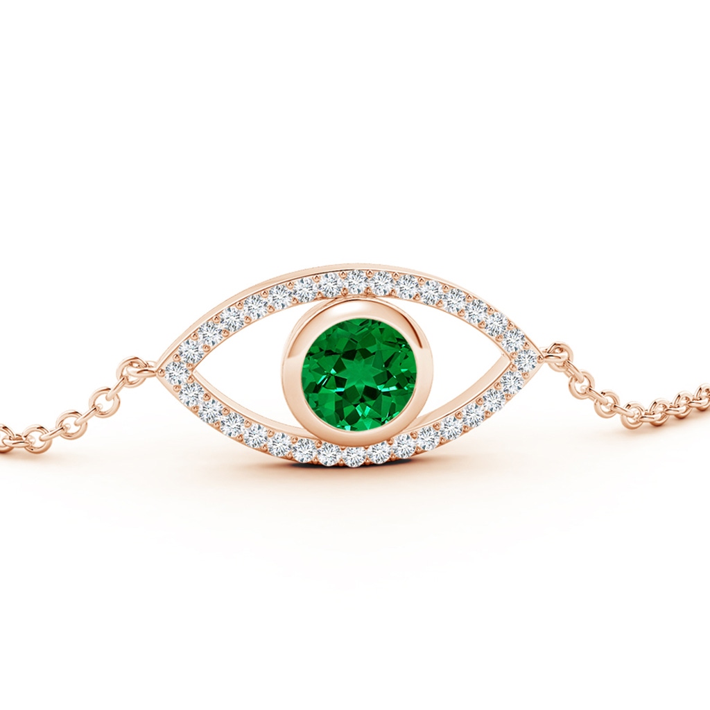 6mm Labgrown Lab-Grown Bezel-Set Emerald and Lab Diamond Evil Eye Bracelet in Rose Gold - side 199