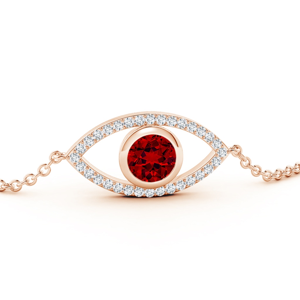 6mm Labgrown Lab-Grown Bezel-Set Ruby and Lab Diamond Evil Eye Bracelet in Rose Gold - side 199