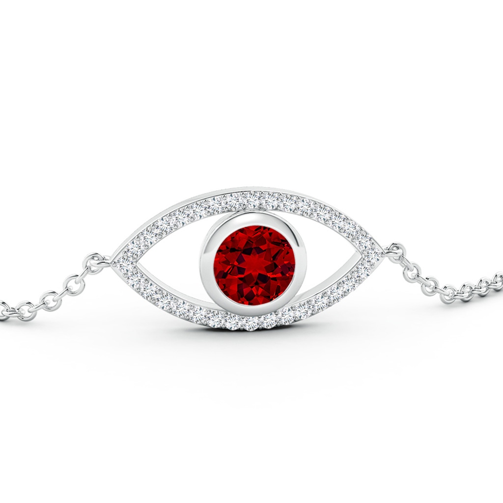 6mm Labgrown Lab-Grown Bezel-Set Ruby and Lab Diamond Evil Eye Bracelet in White Gold Side 199