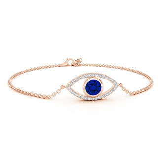 6mm Labgrown Lab-Grown Bezel-Set Blue Sapphire and Lab Diamond Evil Eye Bracelet in 9K Rose Gold
