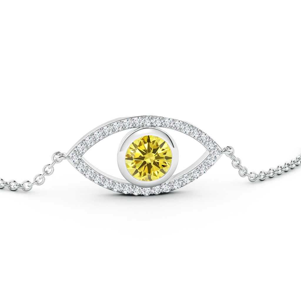 6.4mm Labgrown Bezel-Set Lab-Grown Fancy Intense Yellow and White Diamond Evil Eye Bracelet in White Gold - side 199