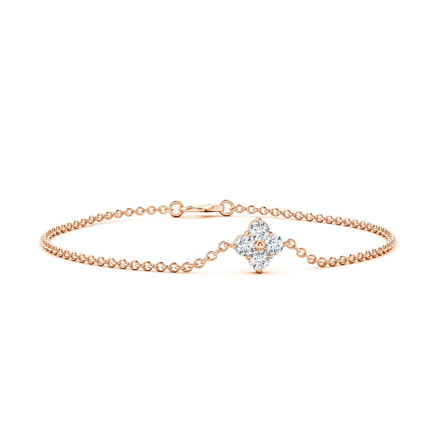 4.1mm FGVS Lab-Grown Floral Diamond Cluster Chain Bracelet in 18CT Rose Gold
