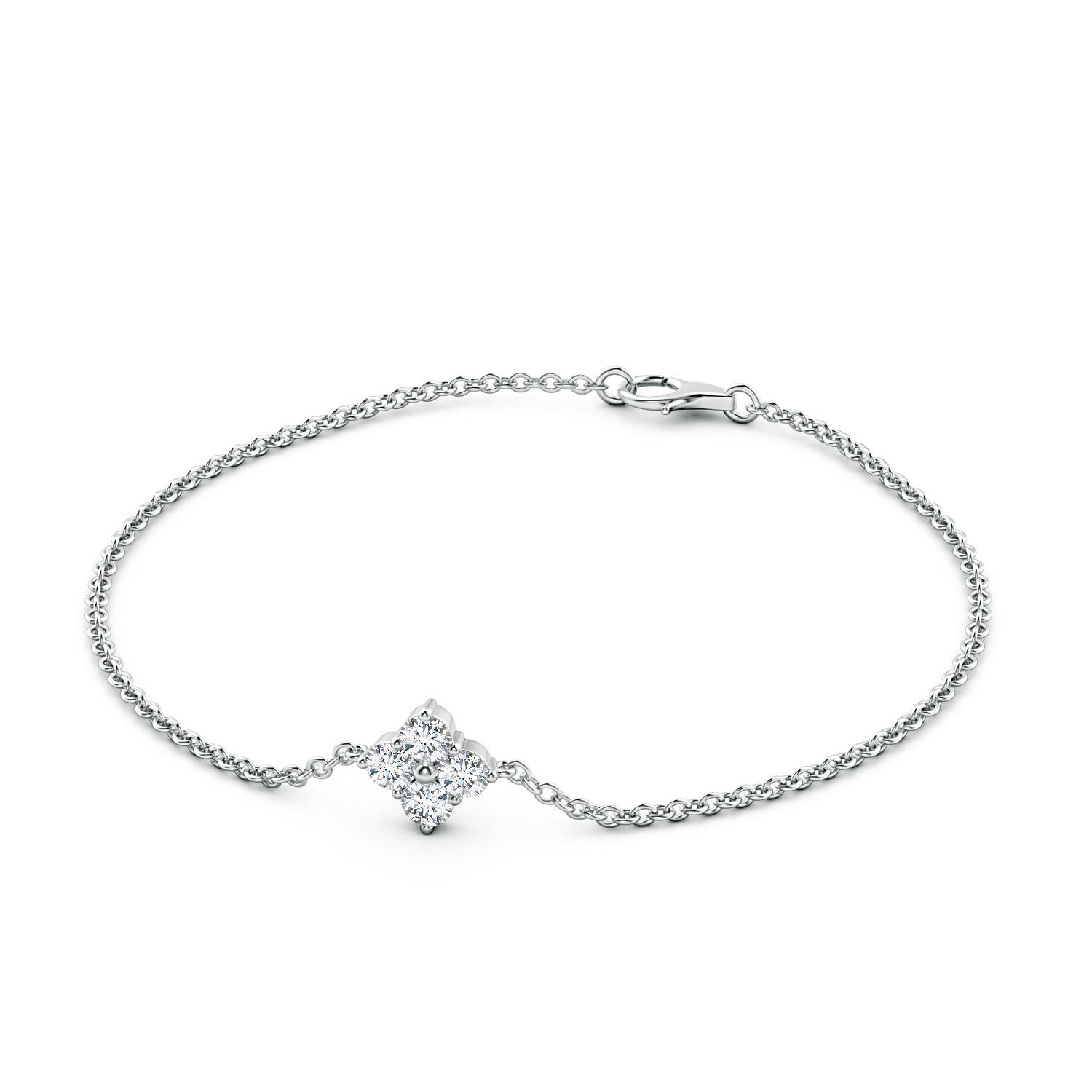 4.1mm FGVS Lab-Grown Floral Diamond Cluster Chain Bracelet in White Gold - side 3