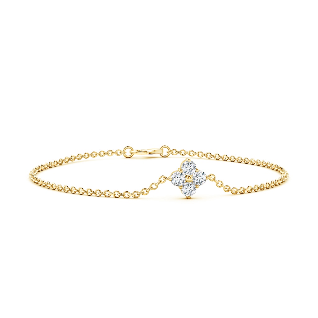 4.1mm FGVS Lab-Grown Floral Diamond Clustre Chain Bracelet in Yellow Gold