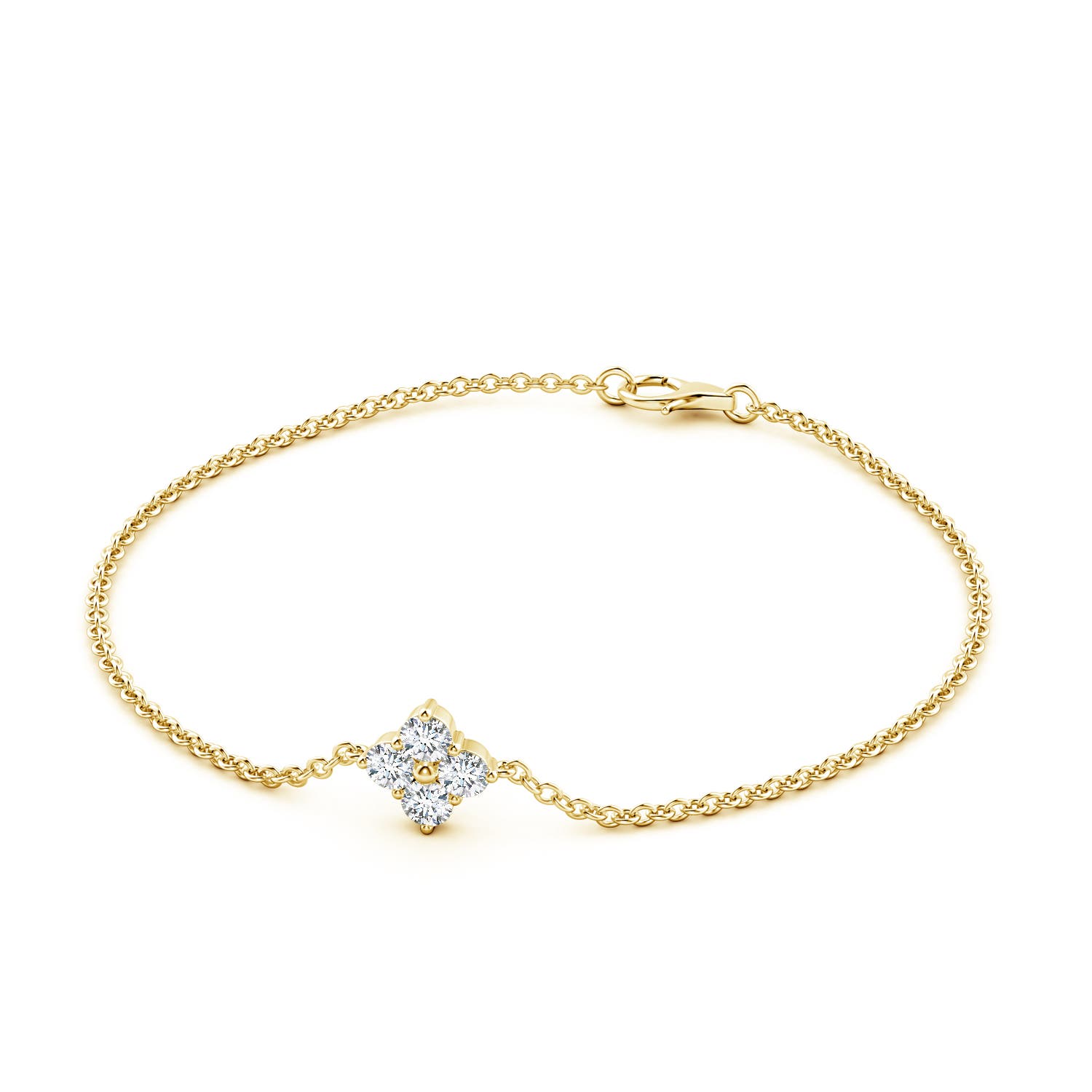 4.1mm FGVS Lab-Grown Floral Diamond Cluster Chain Bracelet in Yellow Gold - side 3