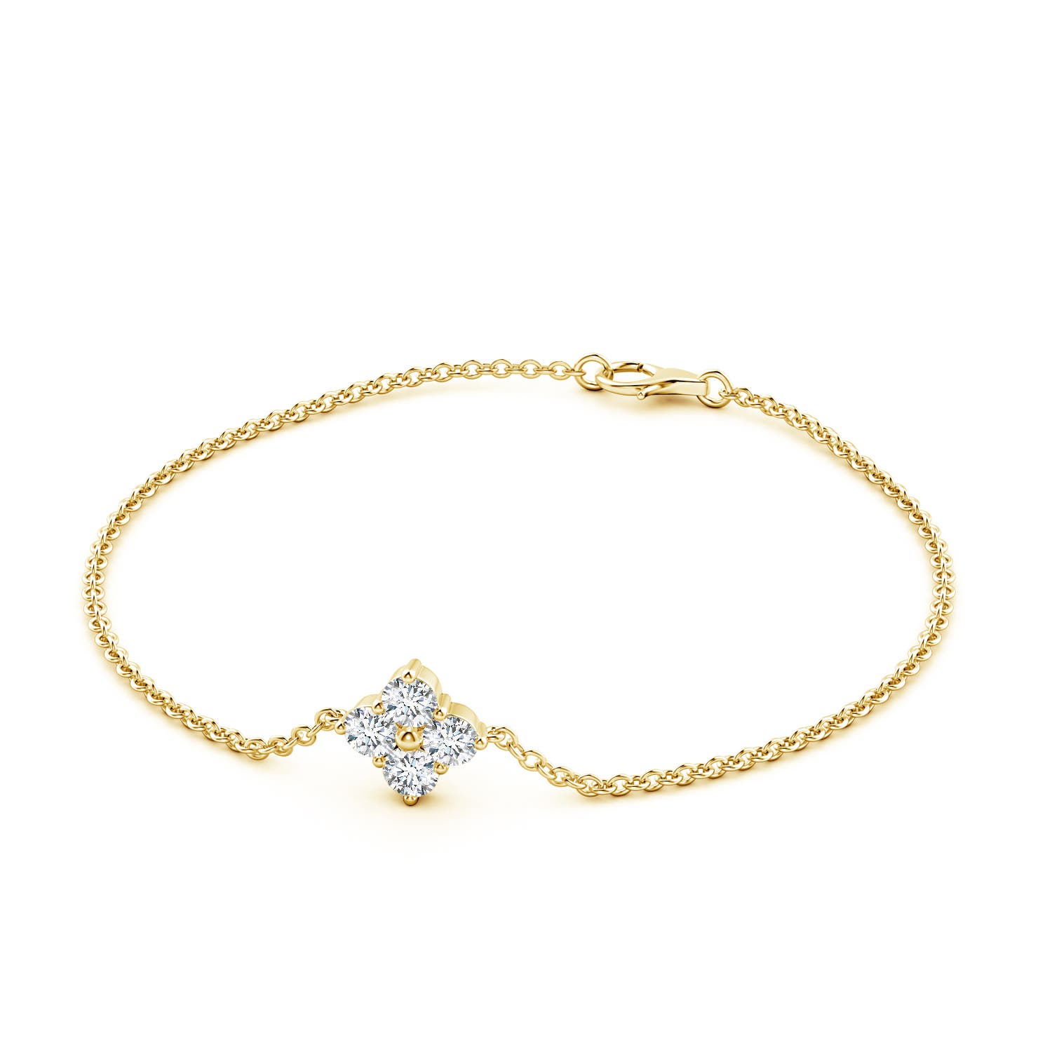 4.6mm FGVS Lab-Grown Floral Diamond Cluster Chain Bracelet in 18K Yellow Gold