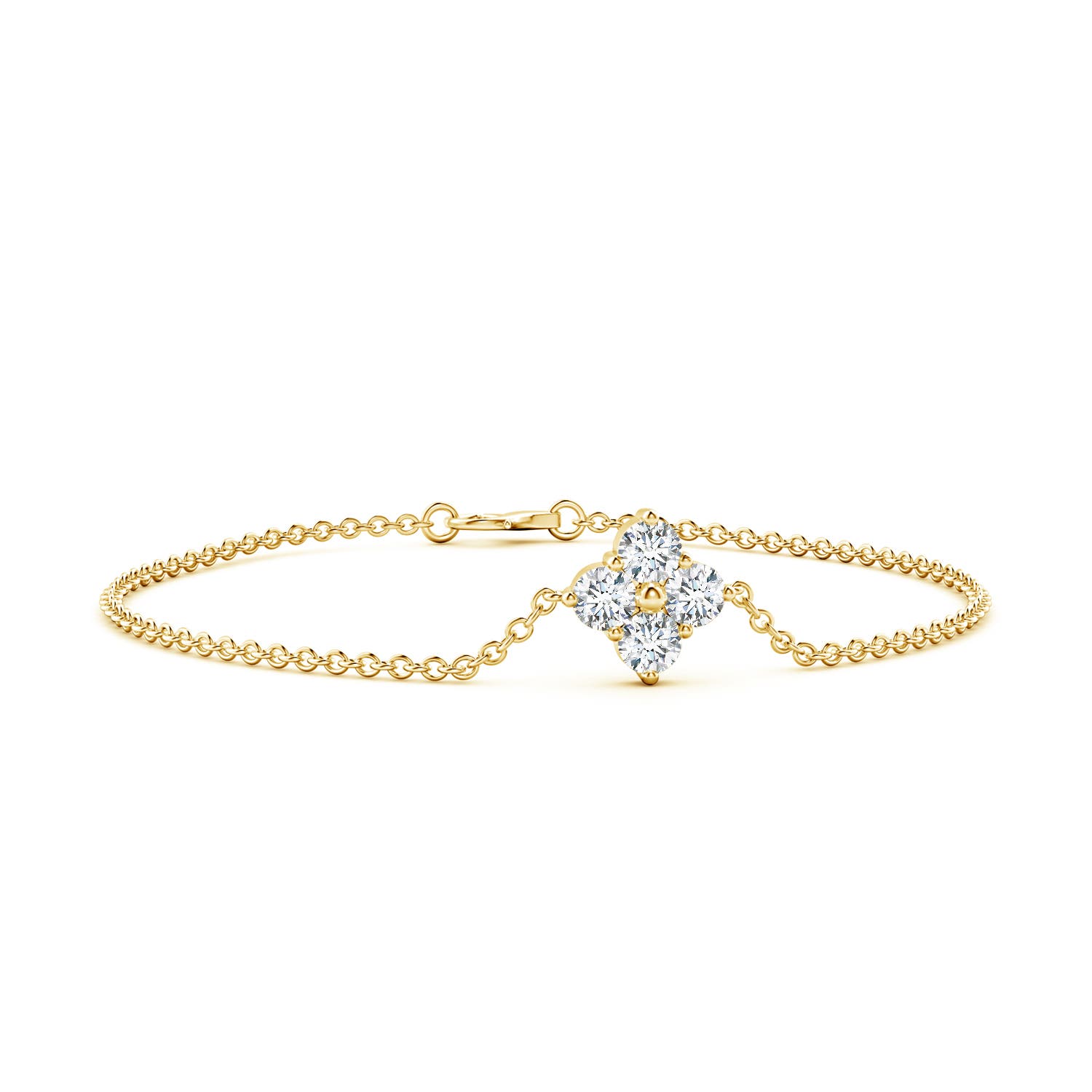 5.1mm FGVS Lab-Grown Floral Diamond Cluster Chain Bracelet in Yellow Gold
