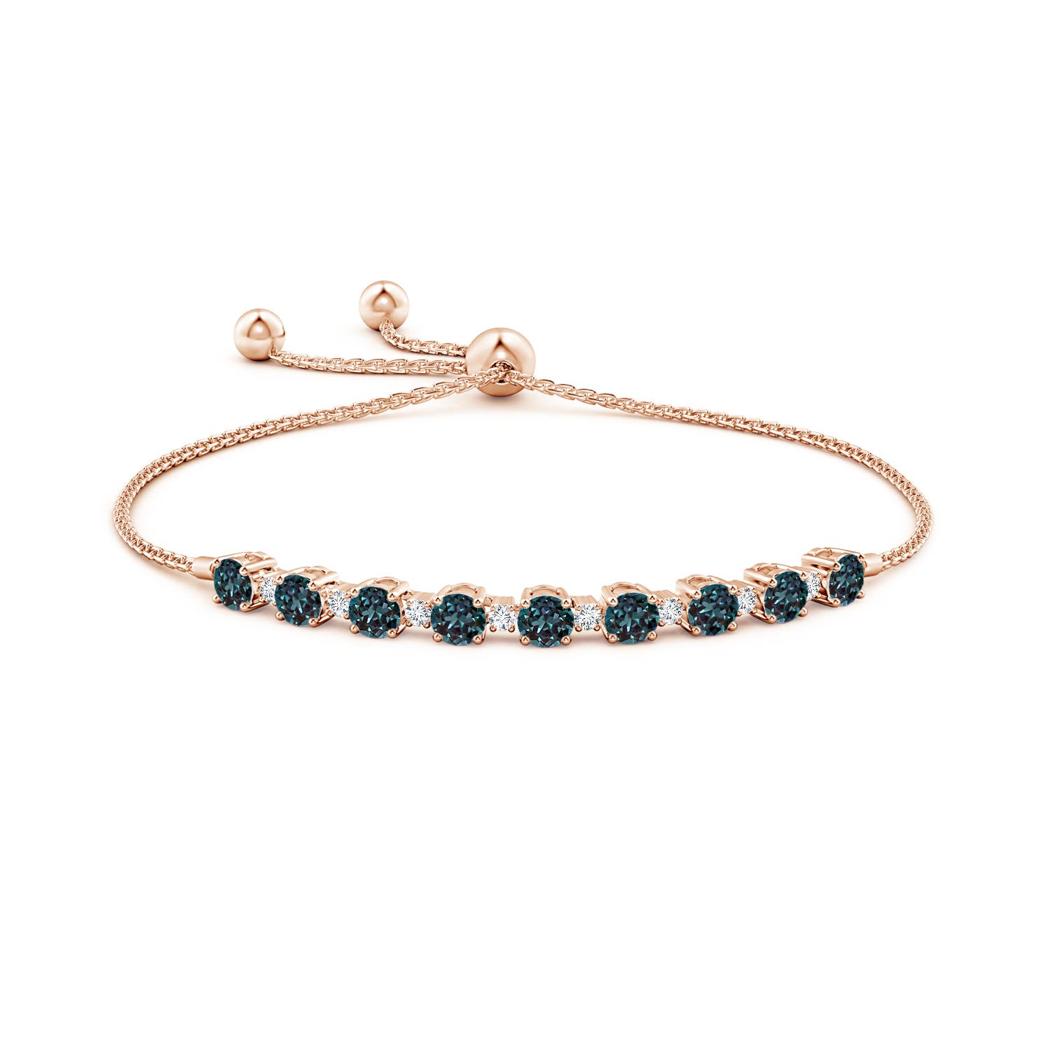 4mm Labgrown Alternating Lab-Grown Alexandrite & Diamond Tennis Bolo Bracelet in Rose Gold