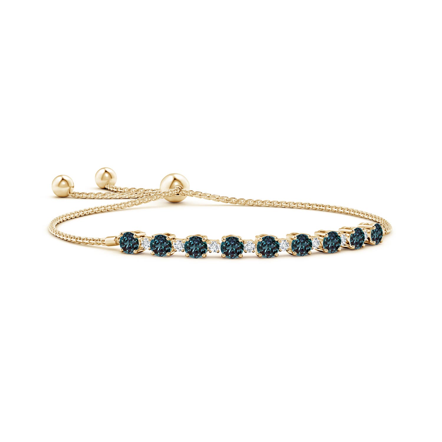 Chain Yellow Gold Lab Grown Alexandrite Bracelets