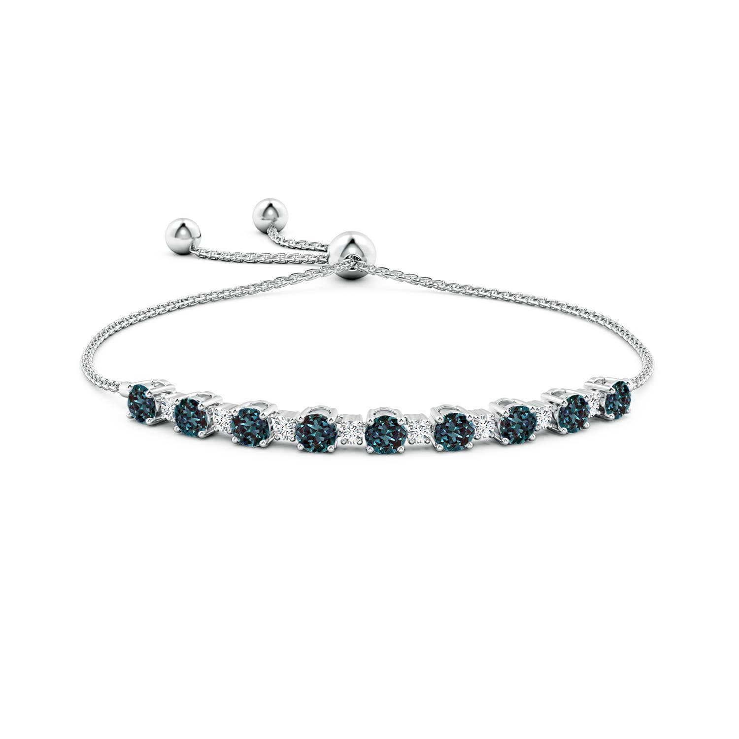 5mm Labgrown Alternating Lab-Grown Alexandrite & Diamond Tennis Bolo Bracelet in White Gold
