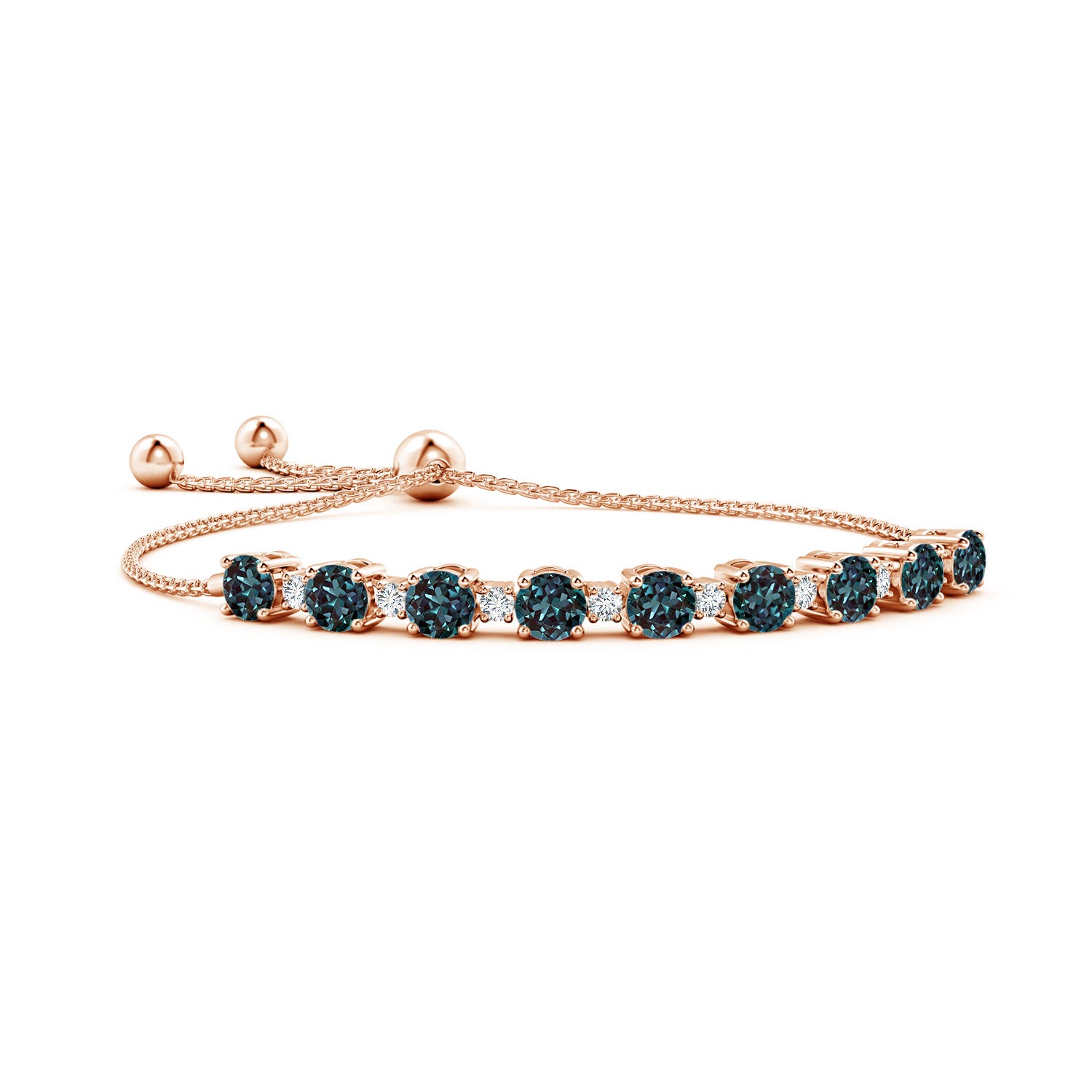Oval Lab-Grown Alexandrite Bolo Bracelet with Diamond Halo