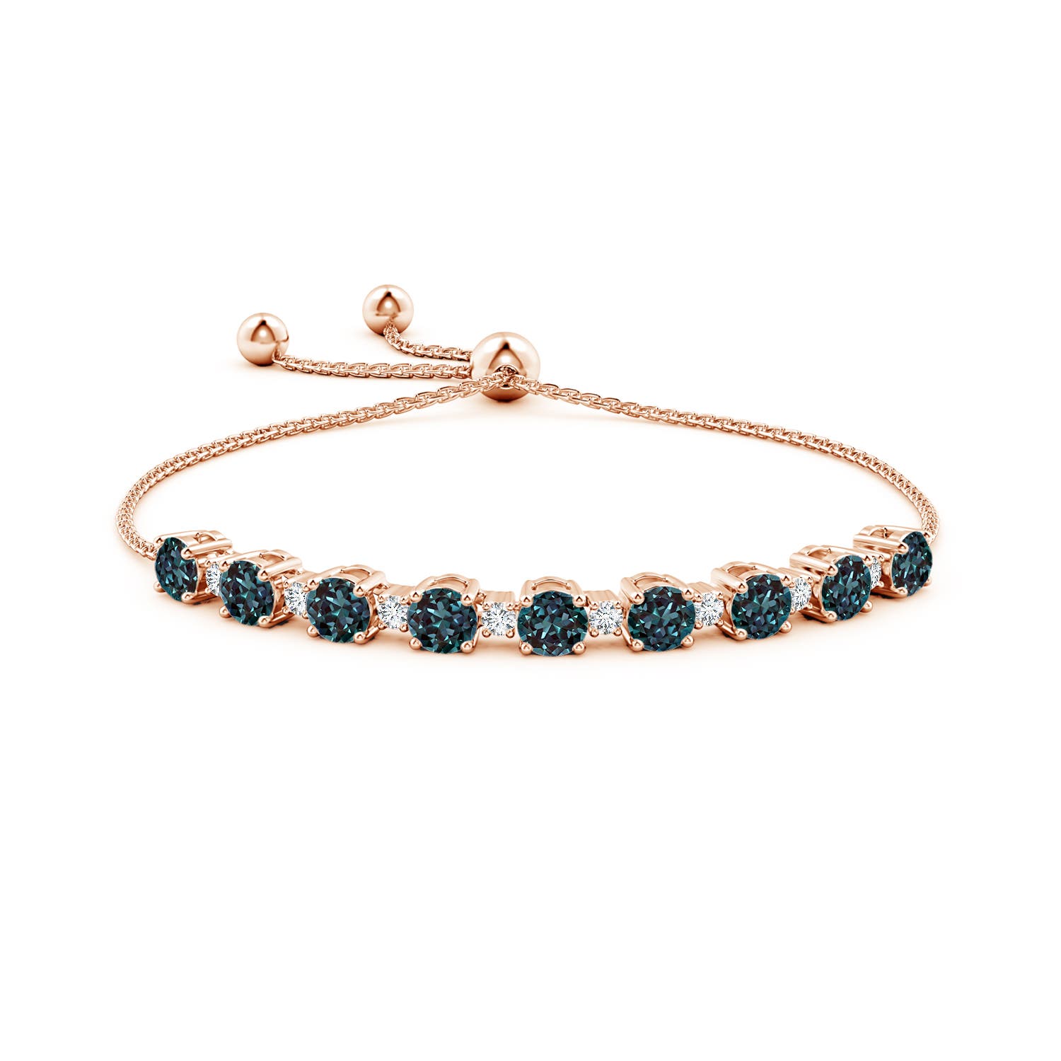 6mm Labgrown Alternating Lab-Grown Alexandrite & Diamond Tennis Bolo Bracelet in Rose Gold