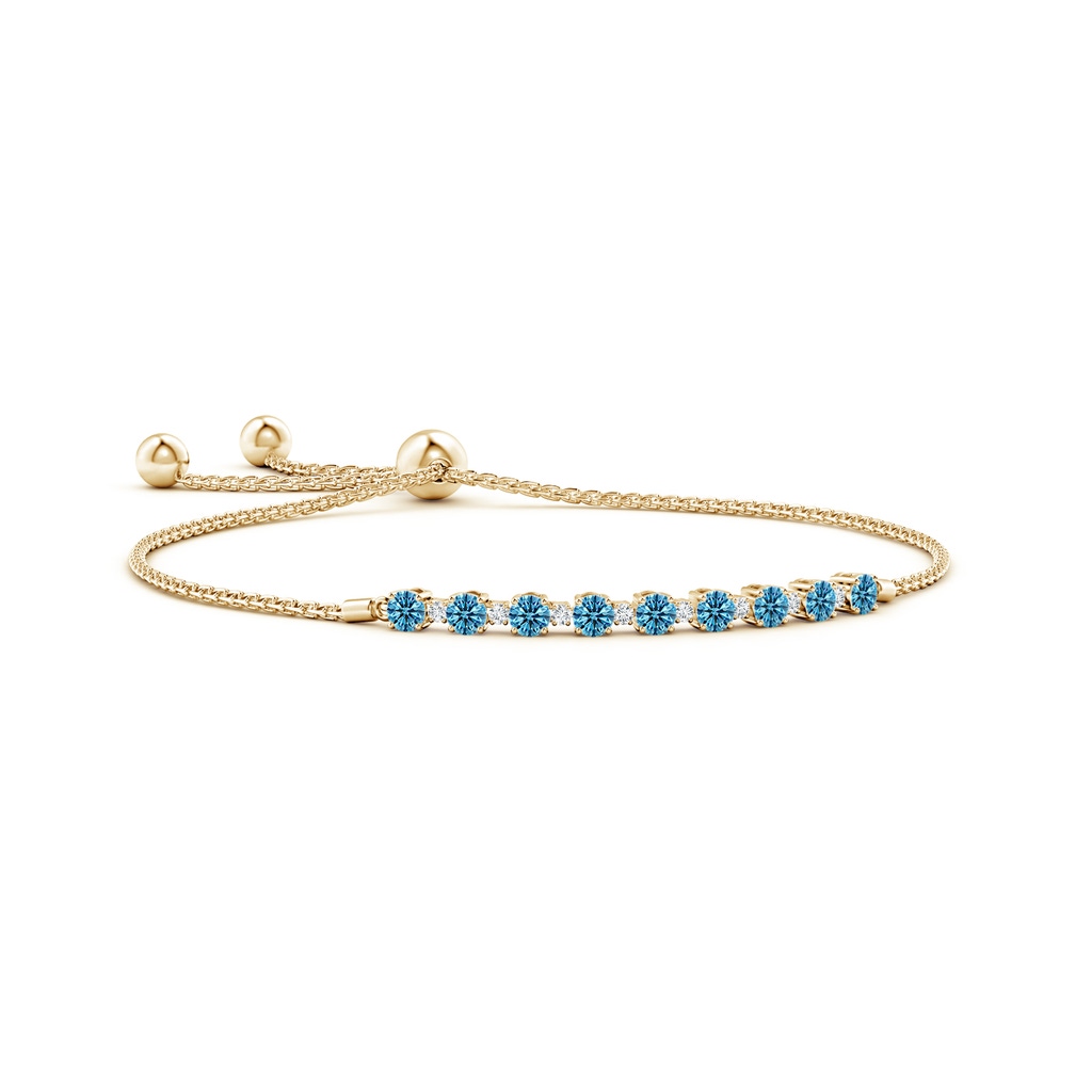 3mm Labgrown Lab-Grown Fancy Intense Blue and White Diamond Tennis Bolo Bracelet in Yellow Gold